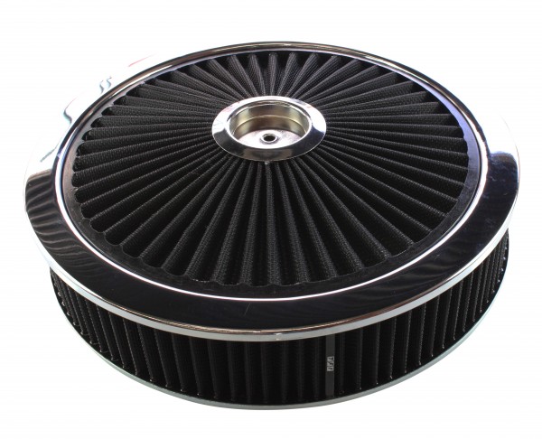 Extraflow Black Chrome Air Filter Cleaner 14" x 3" Holley Holden Quadrajet Base