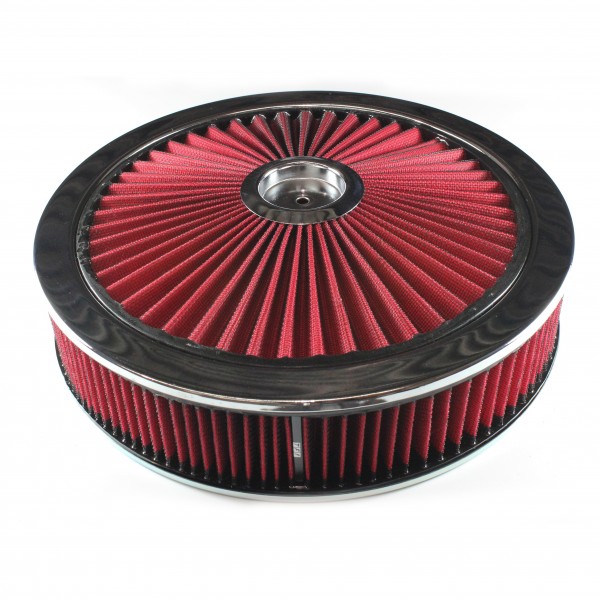 Extraflow Red Chrome Air Filter Cleaner 14" x 3" Holley or Holden Quadrajet Base