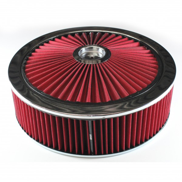 Extraflow Red Chrome Air Filter Cleaner 14" x 4" Holley or Holden Quadrajet Base