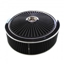 Extraflow Black Chrome Air Filter Cleaner 14"x 4" Holley Edelbrock Recessed Base