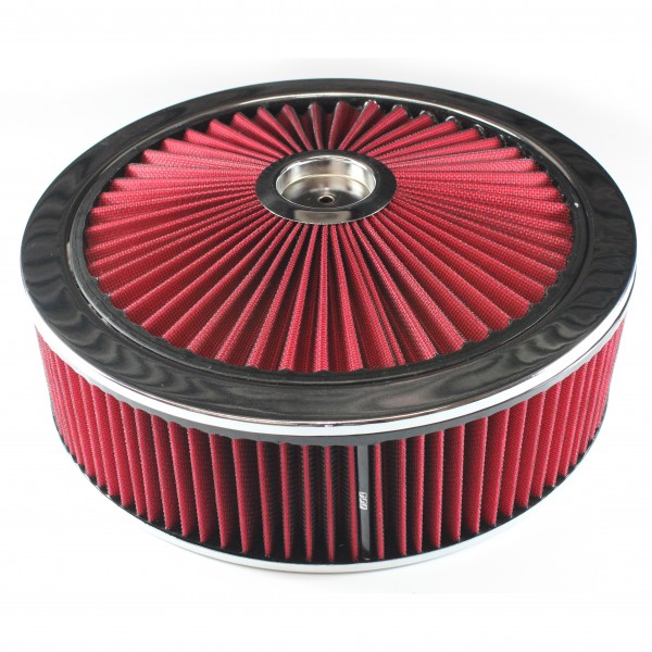 Extraflow Red Chrome Air Filter Cleaner 14" x 4" Holley Edelbrock Recessed Base