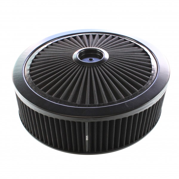 Extraflow All Black Air Filter Cleaner 14" x 4" Holley Edelbrock Recessed Base