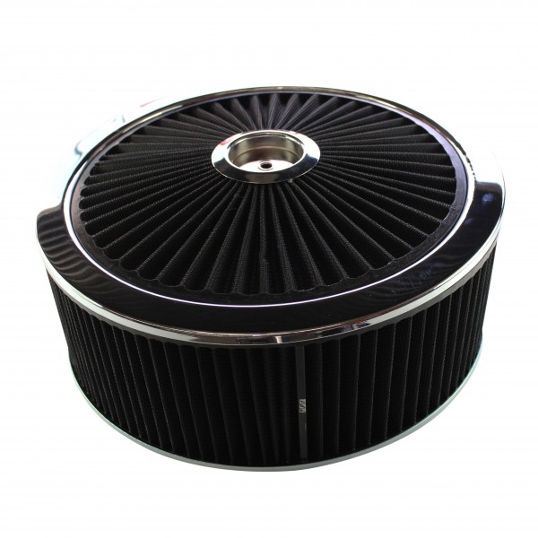 Extraflow Black Chrome Air Filter Cleaner 14" x 5" Holley Holden Quadrajet Base