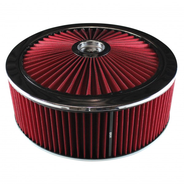 Extraflow Red Chrome Air Filter Cleaner 14" x 5" Holley or Holden Quadrajet Base