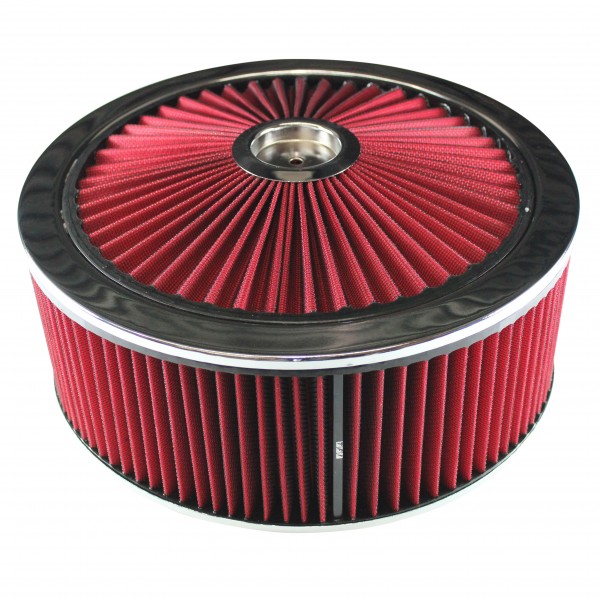 Extraflow Red Chrome Air Filter Cleaner 14" x 5" Holley Edelbrock Recessed Base