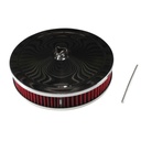Chrome Air Cleaner 9" Wide x 2" Tall Holley Edelbrock Carburettor Red Element