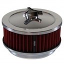 Chrome Air Cleaner 6-3/8" Wide x 2-1/2" Tall Suit 5-1/8" Holley Carb Red Element