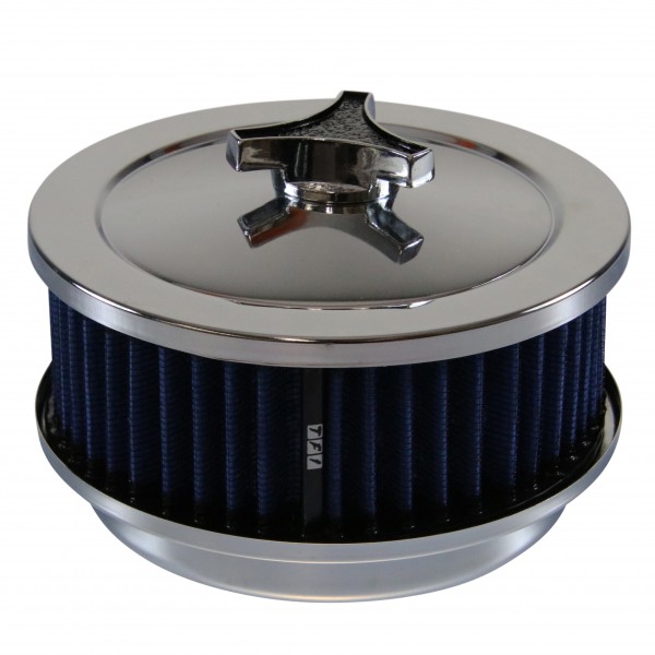 Chrome Air Cleaner 6-3/8" Wide x 2-1/2" Tall Suit 5-1/8" Holley Carb Blue Elem