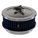 Chrome Air Cleaner 6-3/8" Wide x 2-1/2" Tall Suit 5-1/8" Holley Carb Blue Elem