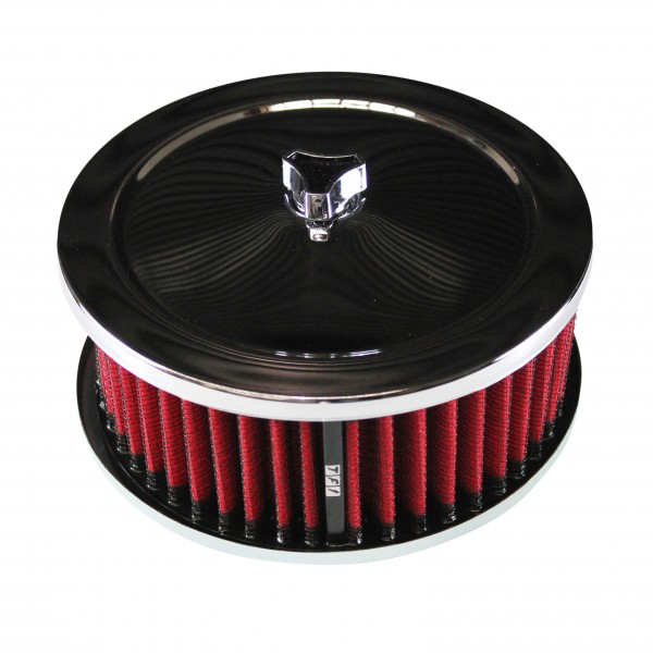 Chrome Air Cleaner 6-3/8" Wide x 2-1/2" Tall Suit 2-5/16" Carb Red Washable Elem