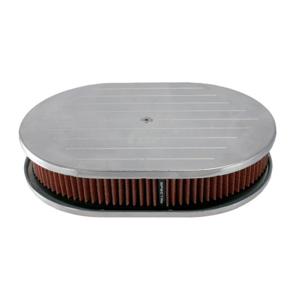 Oval Ball Milled Air Cleaner 12" x 2" Holley Edelbrock Quadrajet Red Filter