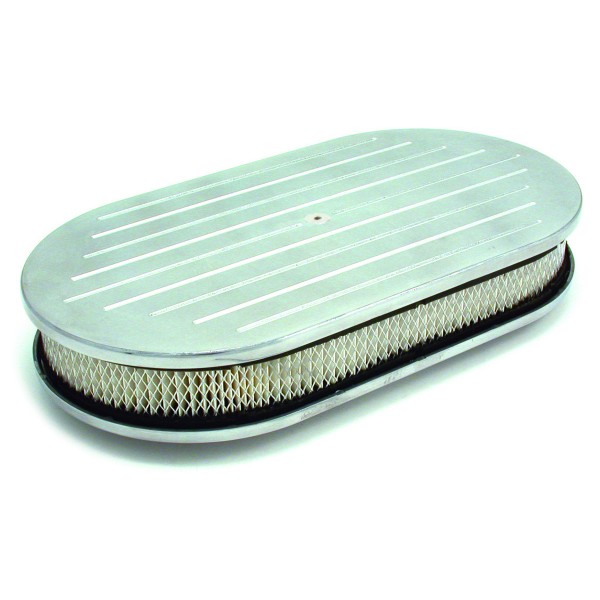Oval Polished Ball Milled Air Cleaner 15" x 2" Holley Edelbrock Quadrajet Carter