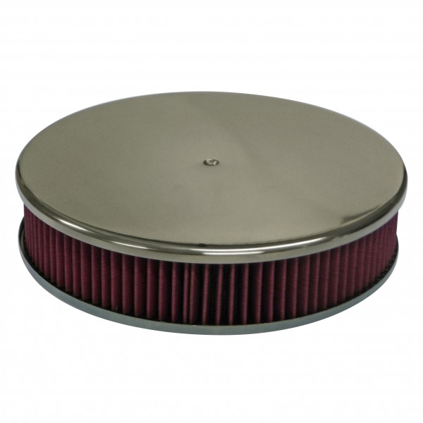 Smooth Polished Aluminium Air Cleaner 14" x 3" Holley Edelbrock Red Filter