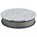 Flamed Aluminium Air Cleaner 14" x 3" Holley Edelbrock Rochester Paper Filter