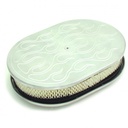 Oval Polished Flamed Air Cleaner 12" x 2"  Holley Edelbrock Quadrajet Carter