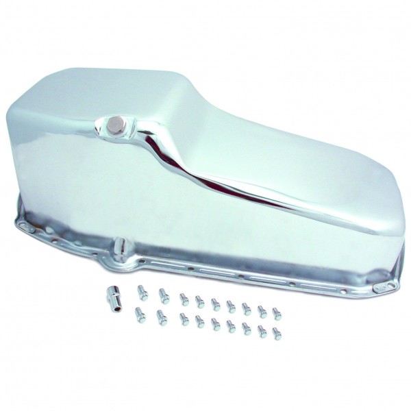 Oil Pan Sump Chevrolet Small Block 1955-79 283-400 Chrome Plated 2pce Rear Main