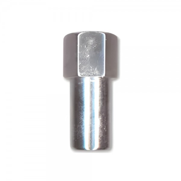 Single Chrome Flat Extra Long Mag Nut (Open End) - 12mm x 1.25 Thread, 21mm Hex