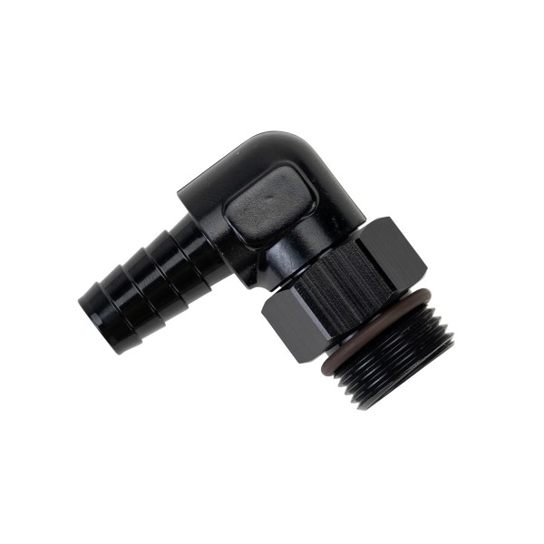 Aluminum Cooler/Adapter Fitting 90 7/8-14 UNF x 1/2" Barb Derale