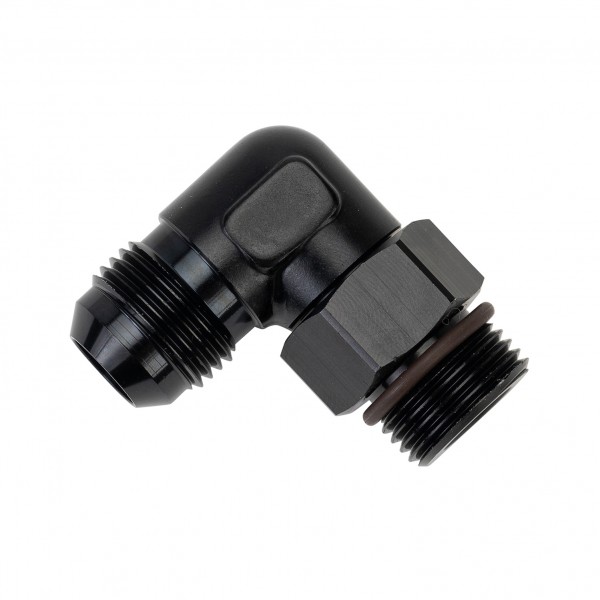 Aluminum Cooler/Adapter Fitting 90 7/8-14 UNF x -10AN Male Derale 59100