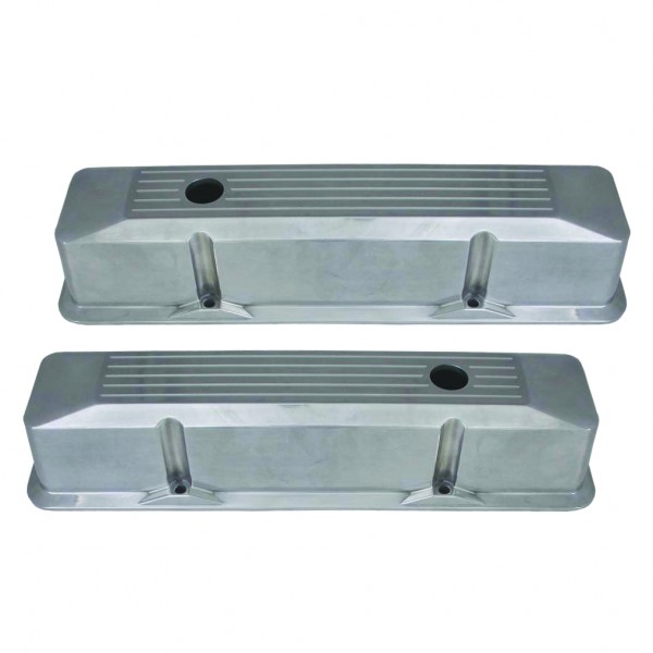 Valve Covers Tall Small Block Chev V8 Polished Ball Milled Alum Recessed Style