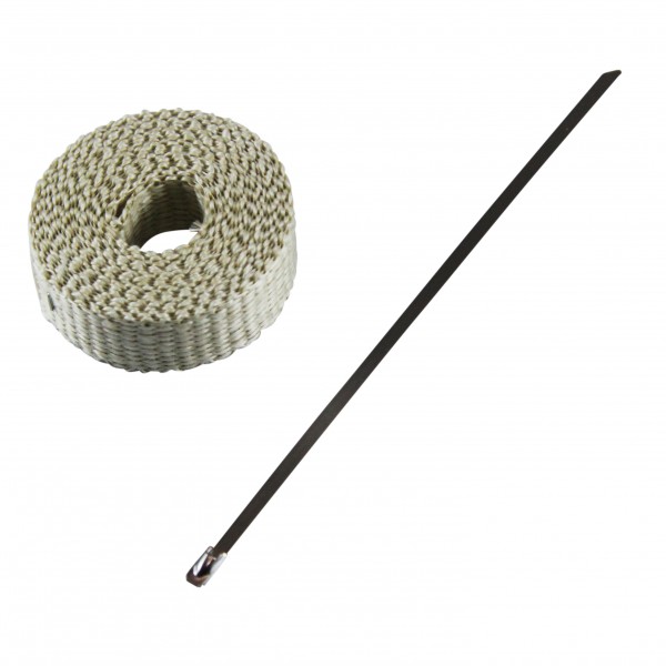 Exhaust Wrap 25mm(1") x 3mt(10ft) with Stainless Steel Lock Tie Rated 650C