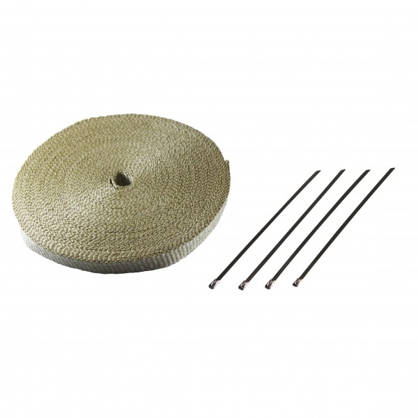 Exhaust Wrap 25mm(1") x 30mt(100ft) with 4 Stainless Steel Lock Ties Rated 650C