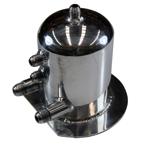 Surge Tank 1.5 Litre Polished Alloy with AN Male Fittings 190mm Tall