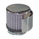 Valve Cover Breather Clamp On 1-1/2"(38mm) Id Chrome Top+Shield White Element