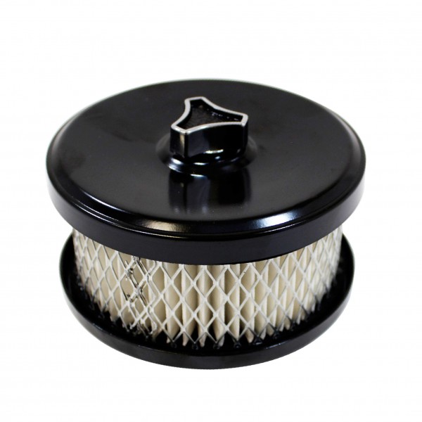 Black Plain Dish Style Air Cleaner 4" Wide x 2" Tall  -2 5/8" & 2-5/16" neck