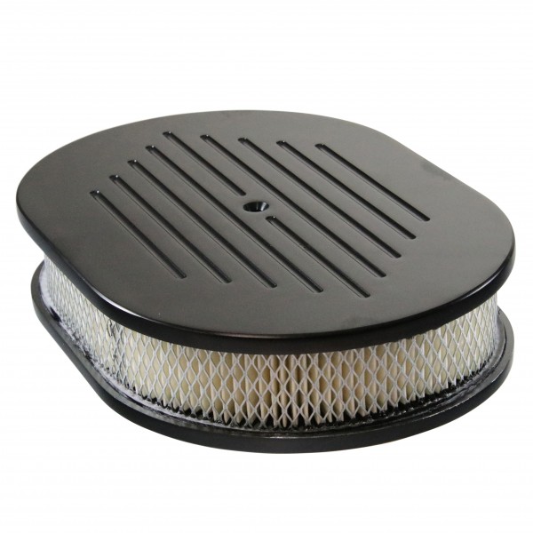 Oval Black Ball Milled Air Cleaner 12" x 2" Holley Edelbrock Quadrajet Carter