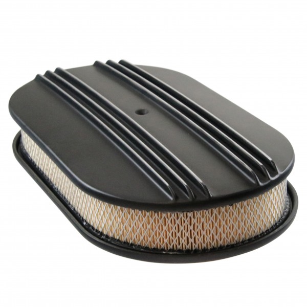 Oval Black Dual Centre Finned Air Cleaner 15" x 2" Holley Edelbrock Quadrajet