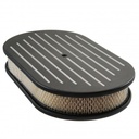 Oval Black Ball Milled Air Cleaner 15" x 2" Holley Edelbrock Quadrajet Carter