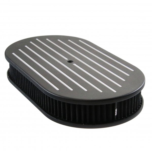 Oval Black Ball Milled Air Cleaner 15" x 2" Holley Edelbrock Quadrajet Carter