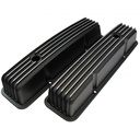 Valve Covers Alloy Chevrolet V8 Small Block 283-400 Finned Tall Black Baffled-pr