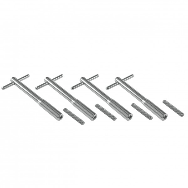 Valve Cover Hold Down T Bar Chrome 3-3/4"(95mm) Long x 1/4" Thread Set 4