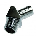 Chrome Aluminium Fitting 45 Degree 5/8" Barb Male x 1/2" Npt Thread