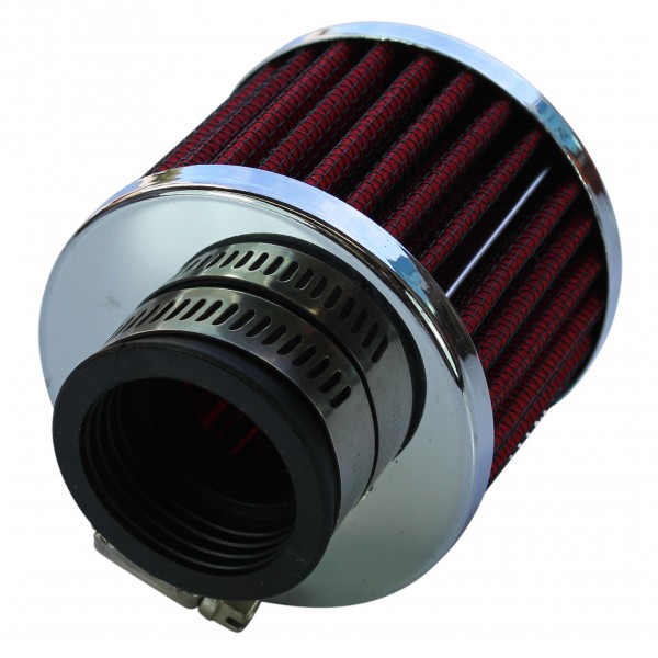 Valve Cover Breather Clamp On 1-3/8"(35mm) Id Chrome Top Red Element