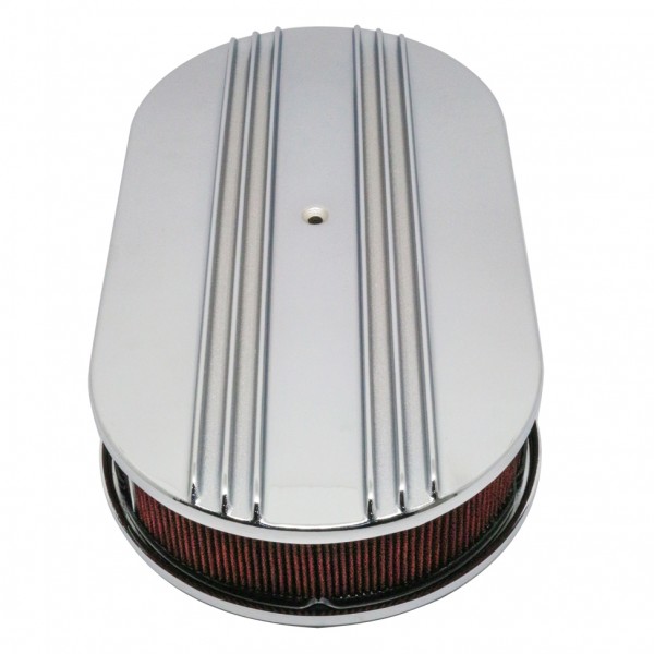 Oval Dual Centre Finned Air Cleaner 15" x 2" Holley Edelbrock Quadrajet Carter