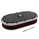 Oval Black Polished Finned Air Cleaner 15" x 2" Holley Edelbrock Quadrajet