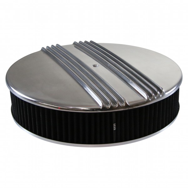 Dual Centre Finned Aluminium Air Cleaner 14" x 3" Holley Edelbrock Black Filter