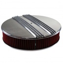 Dual Centre Finned Aluminium Air Cleaner 14" x 3" Holley Edelbrock Red Filter