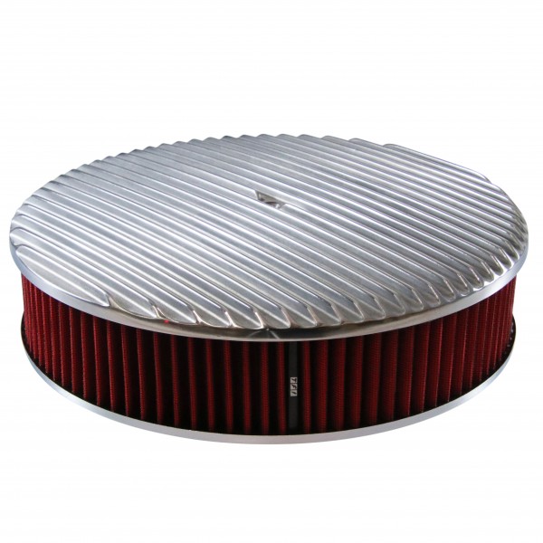 Full Finned Aluminium Air Cleaner 14" x 3" Holley Edelbrock Red Cotton Filter