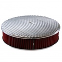 Full Finned Aluminium Air Cleaner 14" x 3" Holley Edelbrock Red Cotton Filter