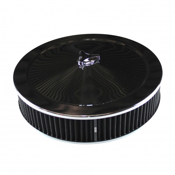 Chrome Air Filter Cleaner 14" x 3" Holley or Holden Quadrajet Base Black Element