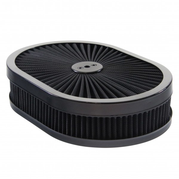 Oval Extraflow Black Edge Air Cleaner 12"x 2" Holley Edelbrock Quadrajet Carter