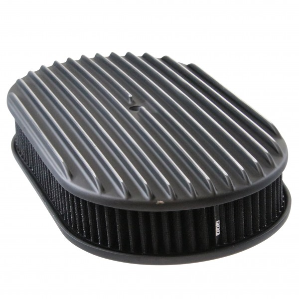 Oval Black Full Finned Air Cleaner 15" x 2" Holley Edelbrock Quadrajet Carter