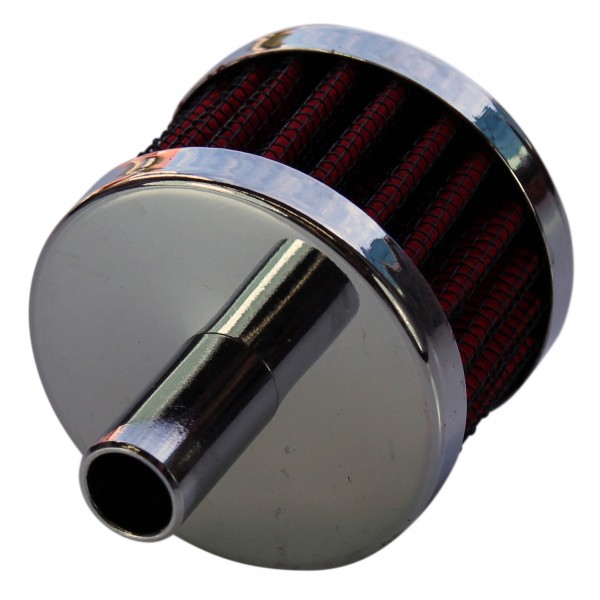 Vent Tube Breather Crankcase 1/2"(13mm) Chrome Top Red Element