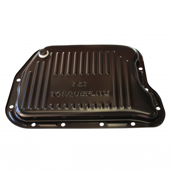 Transmission Pan Chrysler Torqueflite 727 OEM 1-1/8" Deep Black Steel Finned