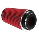 Conical High Flow Air Filter Multi Fit 3"-3.5"-4". 10" Tall Red/Chrome