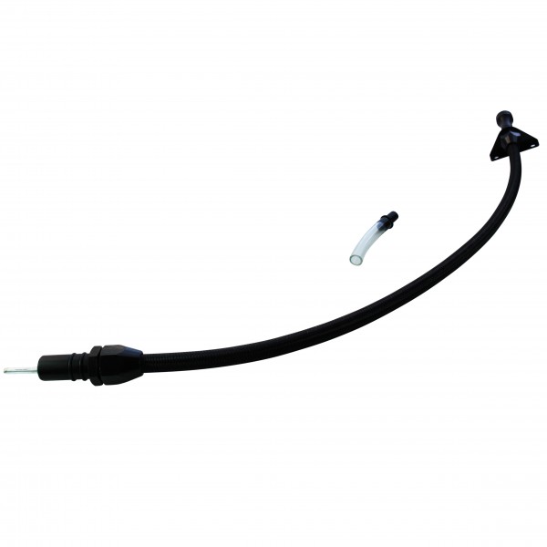 Transmission Dipstick Tube GM Turbo 700R4 Firewall Mount Flexible Black Braided